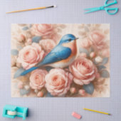 Bluebird en Blush Pink Roses Decoupage Tissuepapier (Craft)