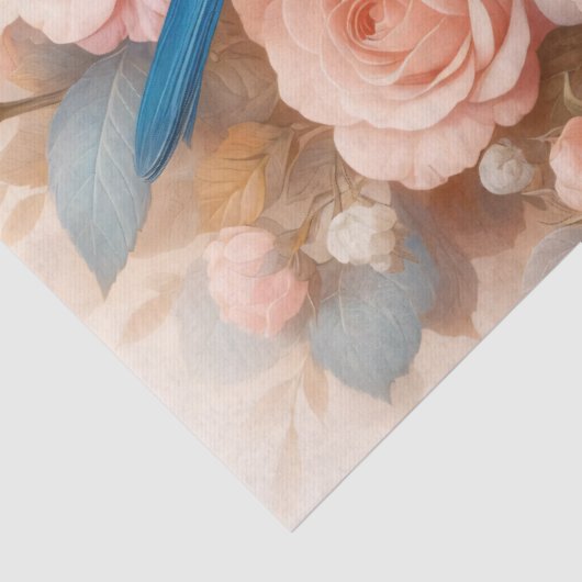 Bluebird en Blush Pink Roses Decoupage Tissuepapier (Detail)