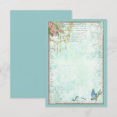 Bluebird en Pink Roses RSVP of tafel Kaart (Voorkant / Achterkant)