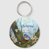 Bluebird Floral gepersonaliseerd Sleutelhanger (Voorkant)