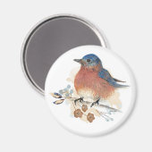 Bluebird Flowers Waterverf Magneet (Voorkant / Achterkant)