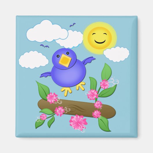 Bluebird Geluk Lente Magneet (Voorkant)