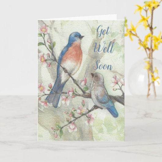Bluebird Get Well Binnenkort Kaart (Gele Bloem)