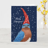 Bluebird Gnome kerstkaart Kaart (Gele Bloem)