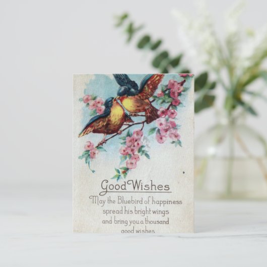  Bluebird Good Wishes Briefkaart (Staand voorkant)