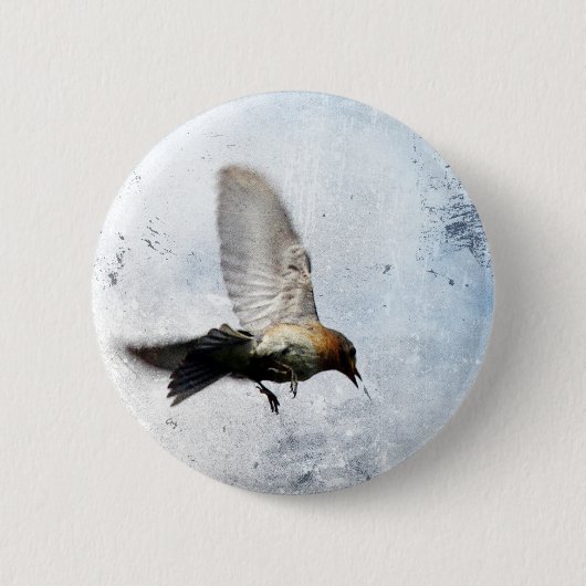 Bluebird Grunge Ronde Button 5,7 Cm (Voorkant)