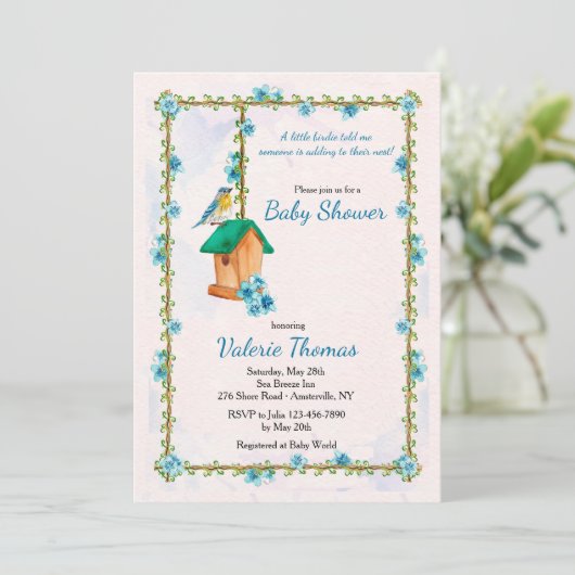 Bluebird Happiness Invitation Kaart (Staand voorkant)