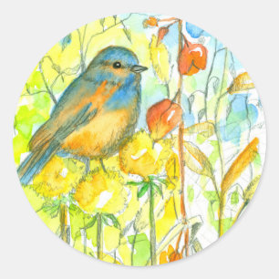 Bluebird Herfst Planten Ronde Sticker