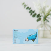 Bluebird houdt visitekaartje in aanraking (Staand voorkant)