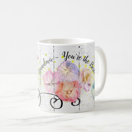 Bluebird Hydrangea Floral Oma Quote Monogram Koffiemok (Voorkant rechts)