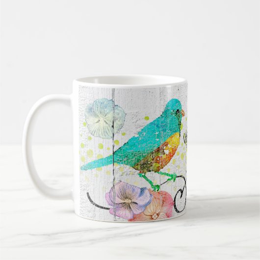 Bluebird Hydrangea Floral Oma Quote Monogram Koffiemok (Links)