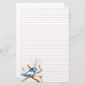 Bluebird in een boom roze lijnde brief schrijven briefpapier (Voorkant / Achterkant)