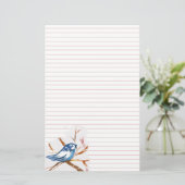 Bluebird in een boom roze lijnde brief schrijven briefpapier (Staand voorkant)