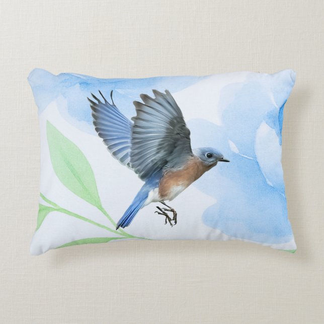 Bluebird In Flight Pillow Accent Kussen (Voorkant)