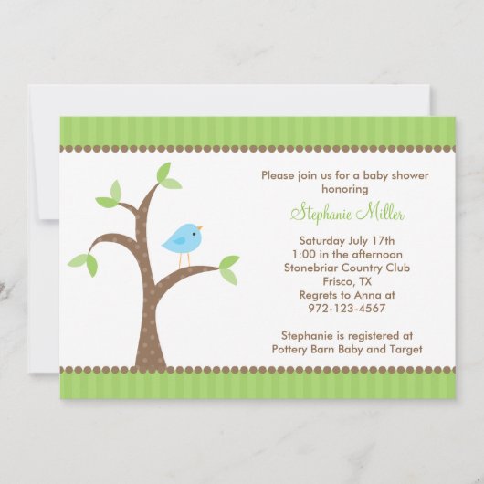Bluebird in Tree Invitations Kaart (Voorkant)