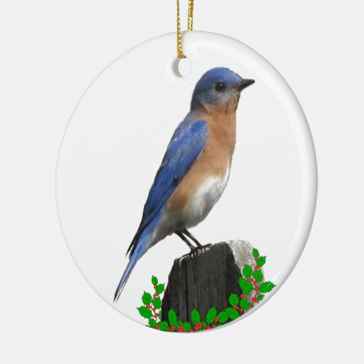 Bluebird kerst keramisch ornament (Links)