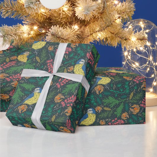 Bluebird Kerstfeestay Pattern Cadeaupapier (Feestdagen)