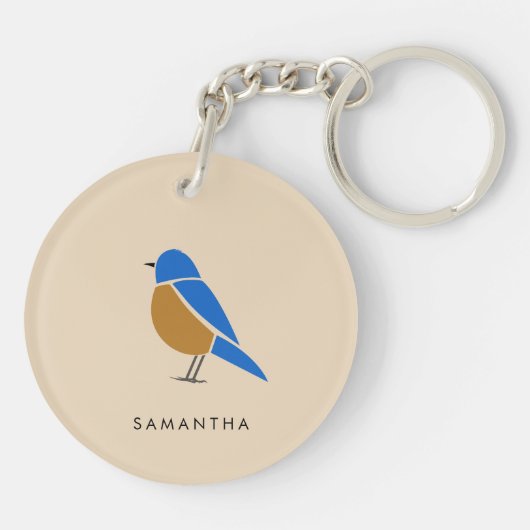 Bluebird Keychain | Modern Minimal Illustration (Achterkant)