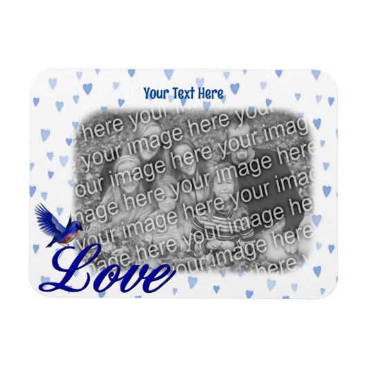 Bluebird Love Blue Hearts Lijst Uw foto toevoegen Magneet (Horizontaal)