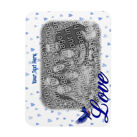 Bluebird Love Blue Hearts Lijst Uw foto toevoegen Magneet (Verticaal)