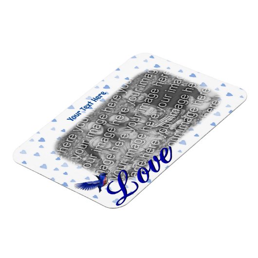 Bluebird Love Blue Hearts Lijst Uw foto toevoegen Magneet (Linkerzijde)