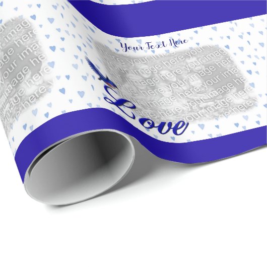 Bluebird Love Blue Hearts Photo Template Cadeaupapier (Rol Hoek)