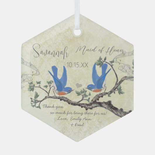  Bluebird Maid of Honor Ornaments Glas Ornament (Voorkant)