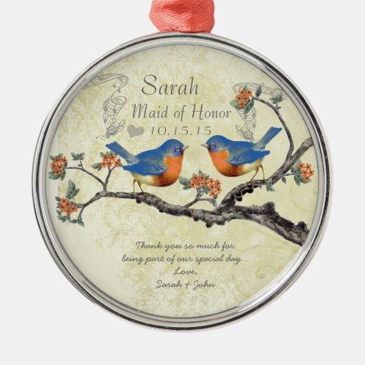  Bluebird Maid of Honor Ornaments Metalen Ornament (Voorkant)