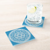 Bluebird Mandala Glazen Onderzetter (Schuin)