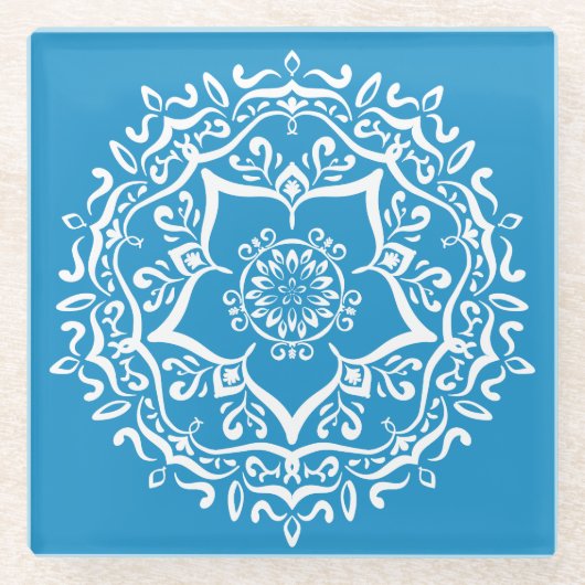 Bluebird Mandala Glazen Onderzetter (Voorkant)
