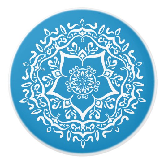 Bluebird Mandala Keramische Knop (Voorkant)