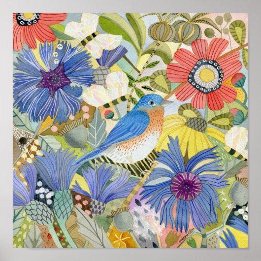 Bluebird/Meadow-poster Poster (Voorkant)