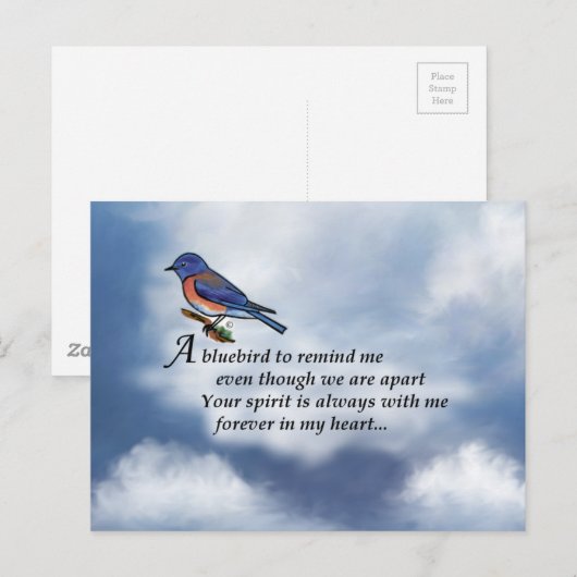 Bluebird Memorial Poem Briefkaart (Voorkant / Achterkant)