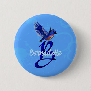 Bluebird Monogram Beginletter B Persoonlijk Ronde Button 5,7 Cm