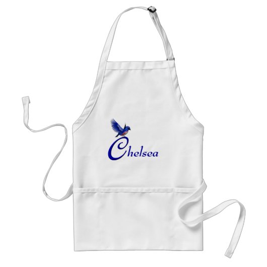 Bluebird Monogram C Uw Naam Standaard Schort (Voorkant)