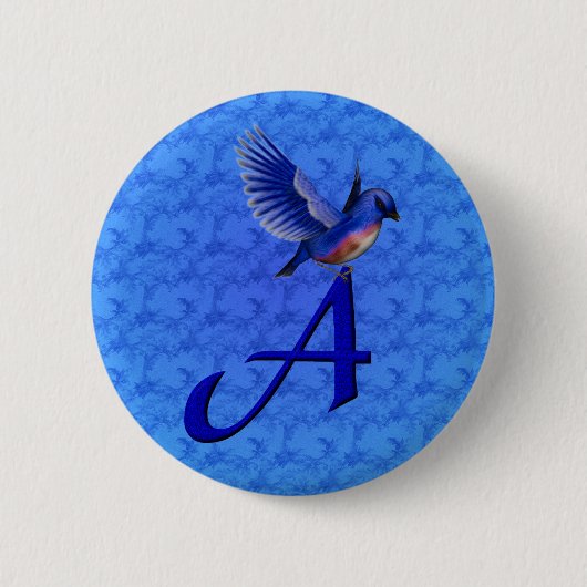 Bluebird Monogram Initiaal A Ronde Button 5,7 Cm (Voorkant)