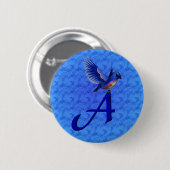 Bluebird Monogram Initiaal A Ronde Button 5,7 Cm (Voorkant /achterkant)