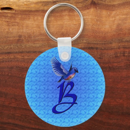 Bluebird Monogram Initiaal B Sleutelhanger (Voorkant)