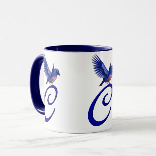 Bluebird Monogram Initiaal C Elegant Mok (Voorkant links)