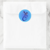 Bluebird Monogram Initiaal C Elegant Ronde Sticker (Tas)