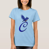 Bluebird Monogram Initiaal C Elegant T-shirt (Voorkant)