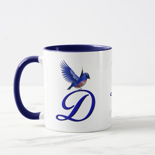 Bluebird Monogram Initiaal D Elegant Persoonlijk Mok (Links)