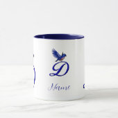 Bluebird Monogram Initiaal D Elegant Persoonlijk Mok (Midden)
