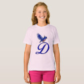 Bluebird Monogram Initiaal D Elegant T-shirt (Voorkant volledig)