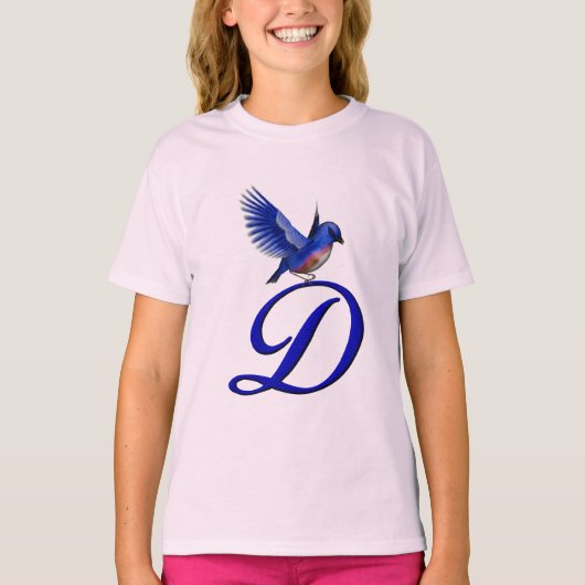 Bluebird Monogram Initiaal D Elegant T-shirt (Voorkant)