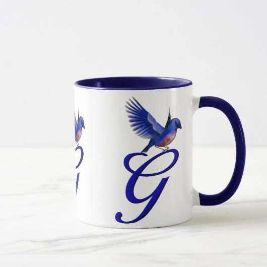 Bluebird Monogram Initiaal G Elegant Mok (Rechts)