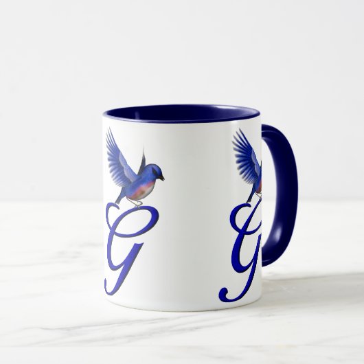 Bluebird Monogram Initiaal G Elegant Mok (Voorkant rechts)