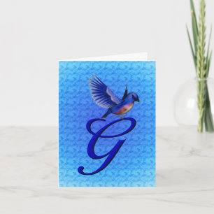 Bluebird Monogram Initiaal G Elegant Notitiekaartje