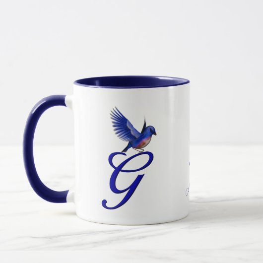 Bluebird Monogram Initiaal G Elegant Persoonlijk Mok (Links)
