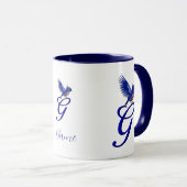 Bluebird Monogram Initiaal G Elegant Persoonlijk Mok (Voorkant rechts)